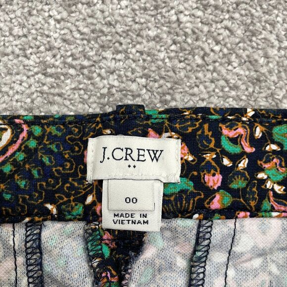 J.Crew Skimmer Crop Ankle Pants Womens 00 Navy Blue Floral Mid Rise Casual 28x25 - Picture 3 of 12